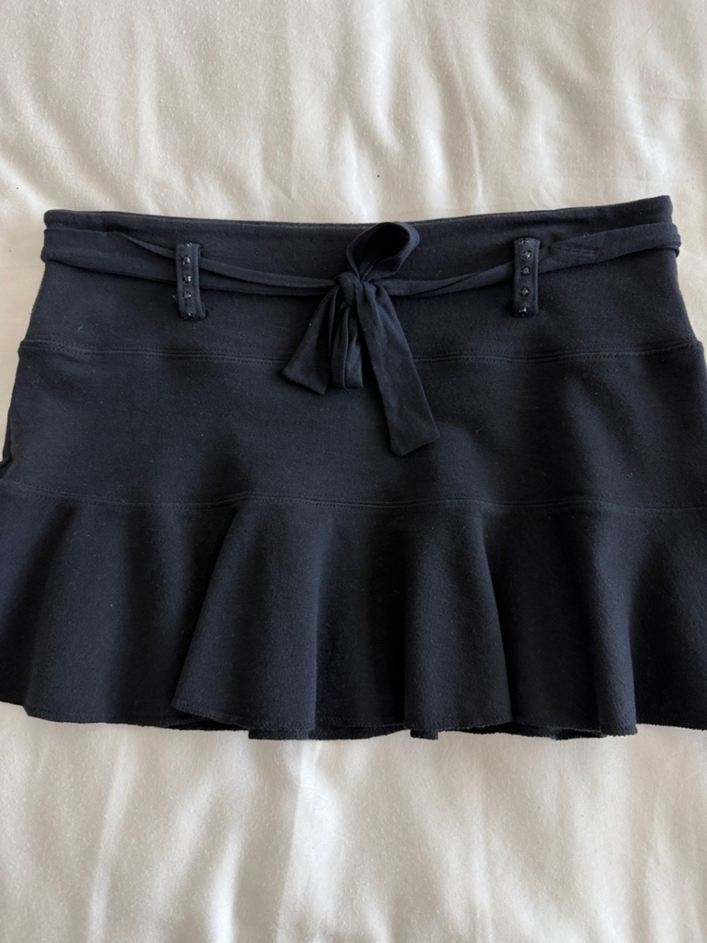 Tranquility by Colorado Clothing Black Ruffle Tie-Waist Mini Skirt